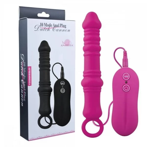 PLUG ANAL EM SILICONE COM 10 MODOS DE VIBRAÇÃO DUTCH CANNON APRODISIA