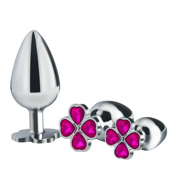 TREVO PLUG ANAL DE AÇO TAMANHO M - ROSA