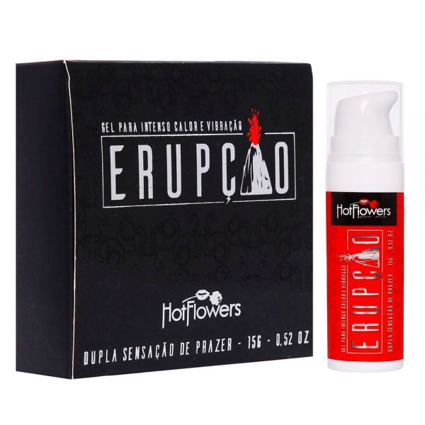 ERUPÇÃO GEL DE INTENSO CALOR E VIBRAÇÃO 15G HOT FLOWERS