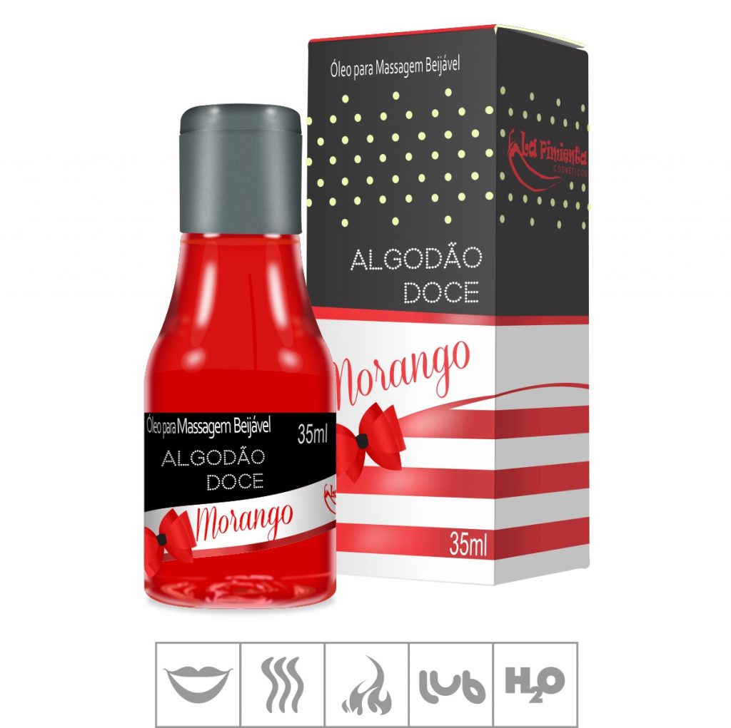 ALGODÃO DOCE MORANGO ÓLEO BEIJÁVEL HOT (L042) 35 ML - LA PIMENTA