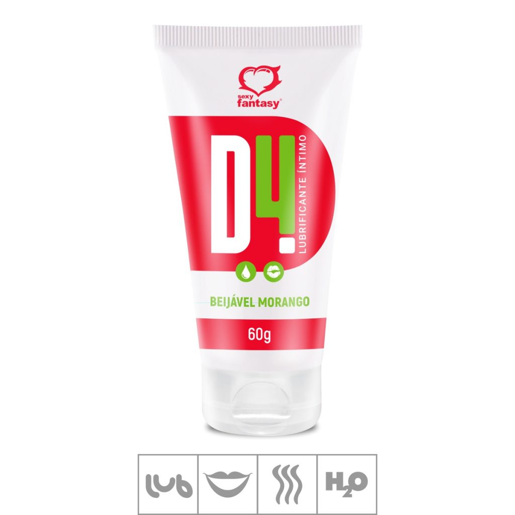 D4 LUBRIFICANTE BEIJÁVEL MORANGO 60G - SEXY FANTASY