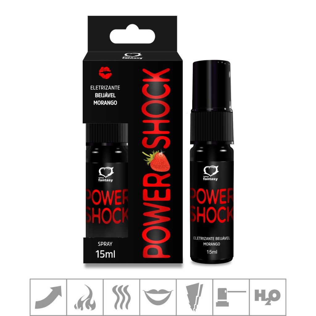 POWER SHOCK MORANGO SPRAY ELETRIZANTE BEIJÁVEL 15ML - SEXY FANTASY