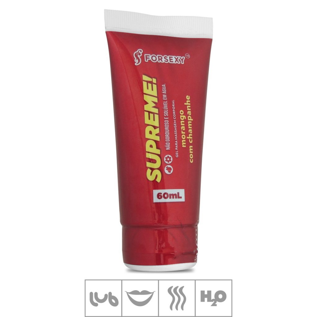 SUPREME! MORANGO COM CHAMPANHE LUBRIFICANTE 60 ML - FOR SEXY
