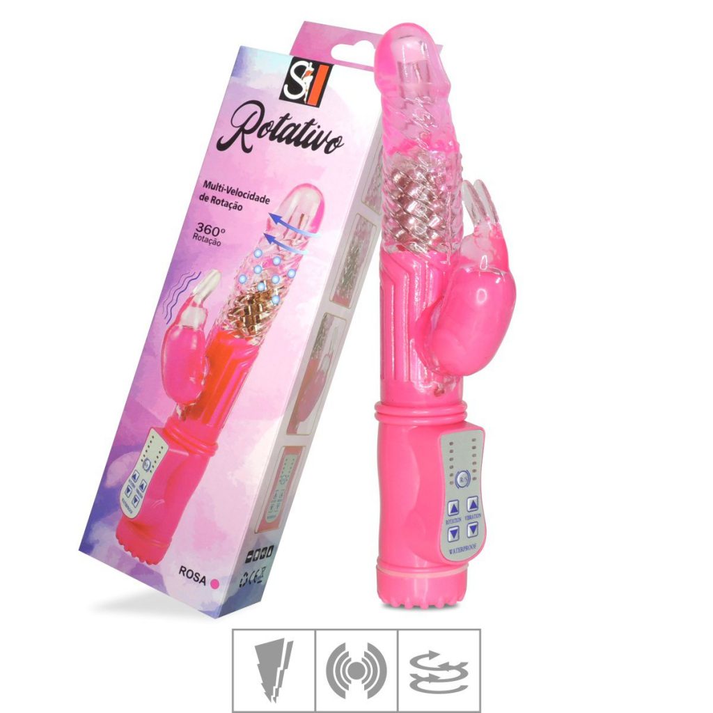 VIBRADOR ROTATIVO COM ESTIMULADOR COELHO ROSA (5168) - SMART IMPORT