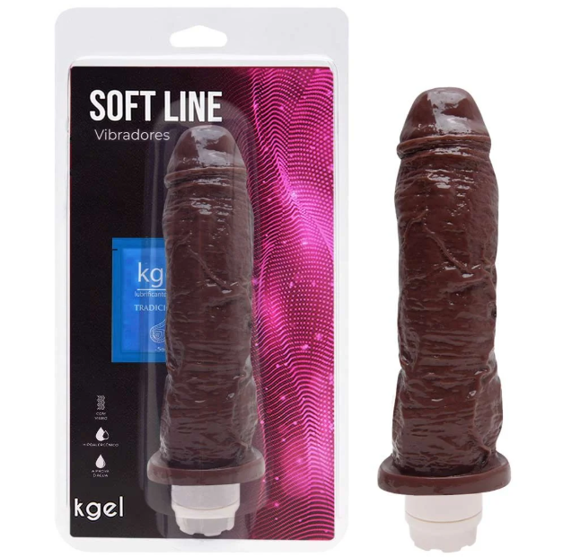 PRÓTESE REALÍSTICA COM VIBRO 20,5X4,5CM (KT313) CHOCOLATE - K IMPORT