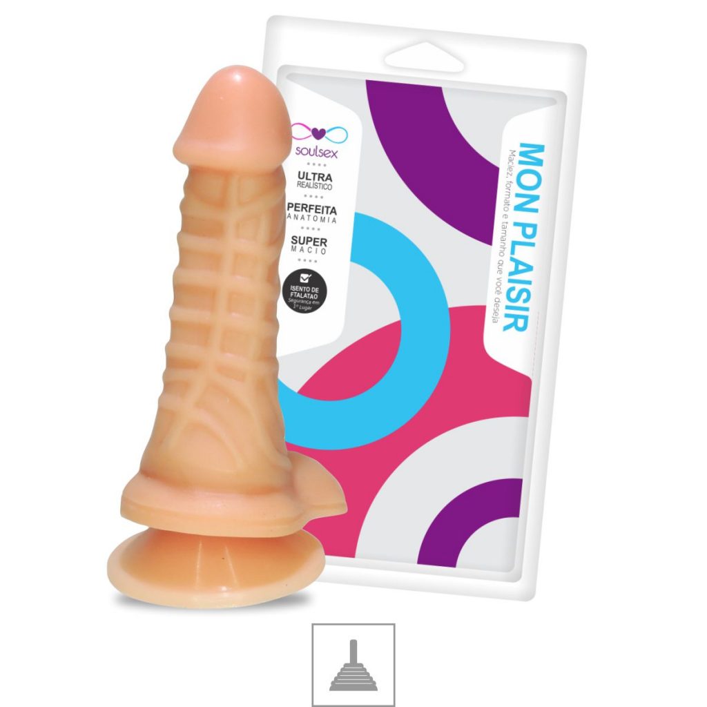 PRÓTESE COM VENTOSA S/ VIBRO 14X3,5 BEGE  (SSV029) MON PLAISIR - SOULSEX