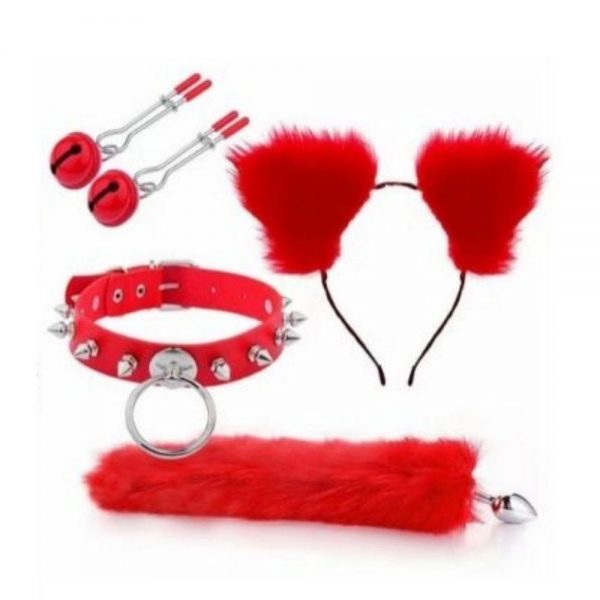 KIT FOX 3 COM 4 ACESSÓRIOS PELÚCIA VERMELHO - IMPORTADO