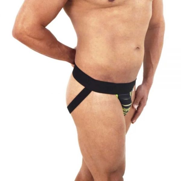 CUECA JOCK PRETO FLUORESCENTE ELASTICO PRETO - SD CLOTHING