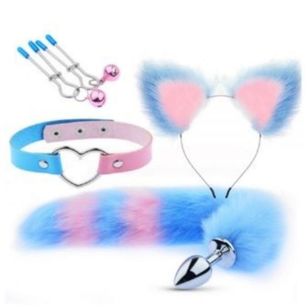 KIT FOX 4 ACESSÓRIOS PELUCIA AZUL E ROSA