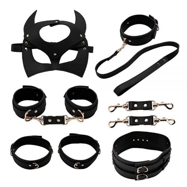 KIT FETICHE BONDAGE COM MÁSCARA DE GATO PRETO - SEXY IMPORT