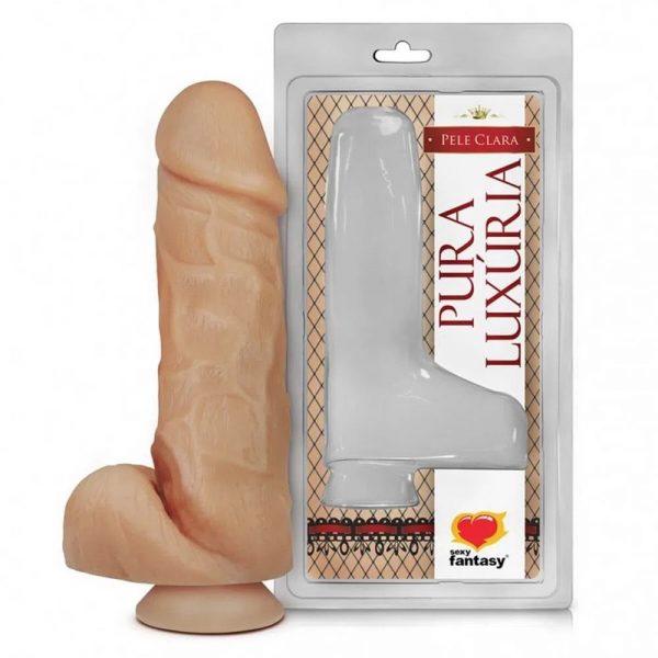 PÊNIS REALÍSTICO C/ ESCROTO E VENTOSA 18X5CM (PV015) PURA LUXURIA - SEXY FANTASY
