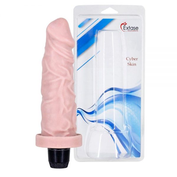 PRÓTESE VIBRO CYBER (CV04) 15,5X4,5CM NATURAL - ÊXTASE PRODUTOS ERÓTICOS