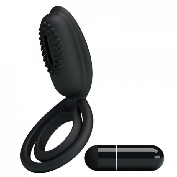ANEL ESTHER COM VIBRAÇÃO E ALÇA PARA ESCROTO EM SILICONE - PRETTY LOVE