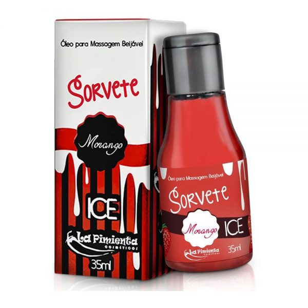 SORVETE MORANGO ICE ÓLEO BEIJÁVEL 35ML (L300) - LA PIMENTA