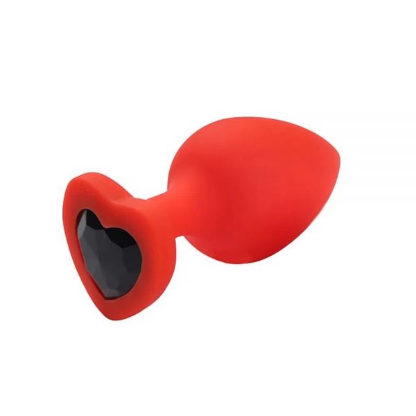 PLUG ANAL DE SILICONE COM PEDRA CORAÇÃO (TAMANHO G) VERMELHO - SEXY IMPORT