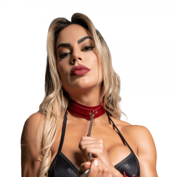 COLEIRA CRETA COM GUIA (DX4270VM) VERMELHO - DOMINATRIXXX