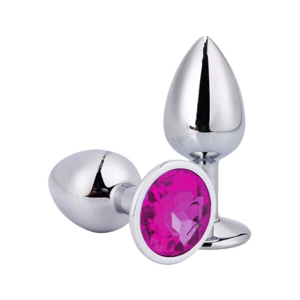 PLUG ANAL DE AÇO COM PEDRA CIRCLE ROSA (5847) GRANDE - VIBE TOYS