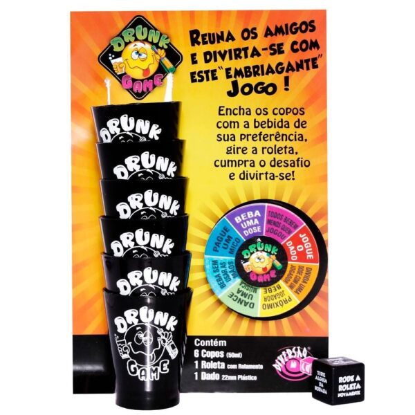 DRUNK GAME JOGO ROLETA E COPOS - DIVERSÃO AO CUBO
