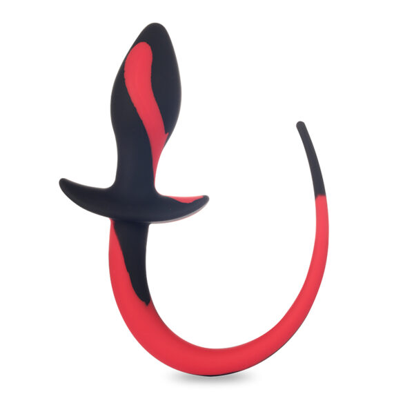 GECKO PLUG ANAL DE SILICONE COM RABO (ESS008) PRETO E VERMELHO - ADÃO E EVA