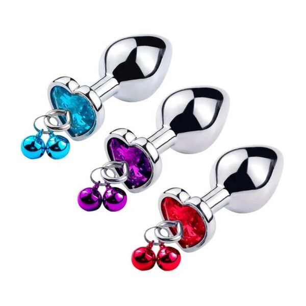 PLUG DE CORAÇÃO EM AÇO COM SINO E CORRENTE (REF:6369P) TAMANHO P - SEXY IMPORT