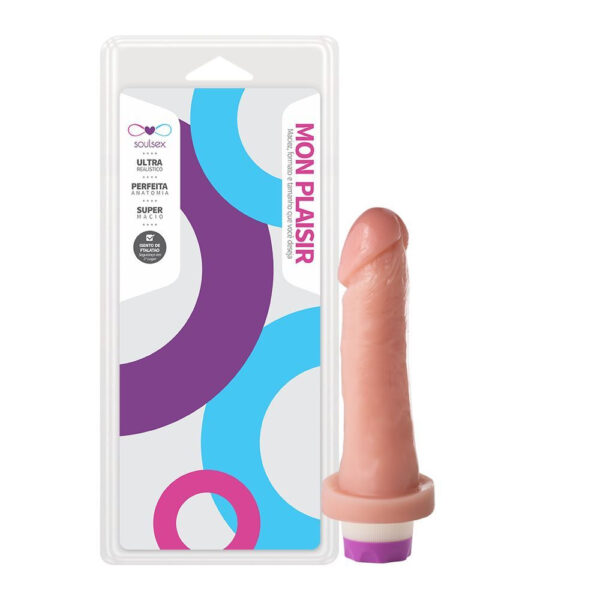 MON PLAISIR PRÓTESE COM VIBRO INTERNO 16X3,5 CM (SS020V) BEGE - SOULSEX