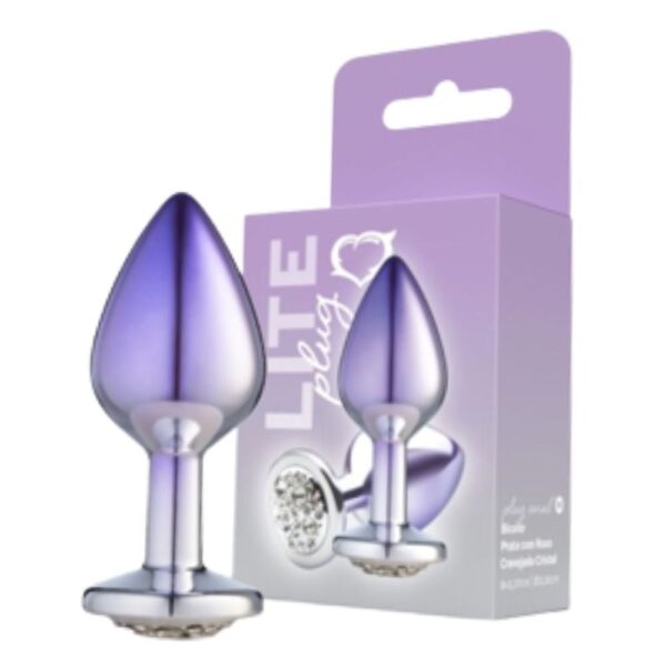 PLUG ANAL M PRATA E ROXO CRAVEJADO CRISTAL (REF.:274) LITE PLUG - SEXY FANTASY