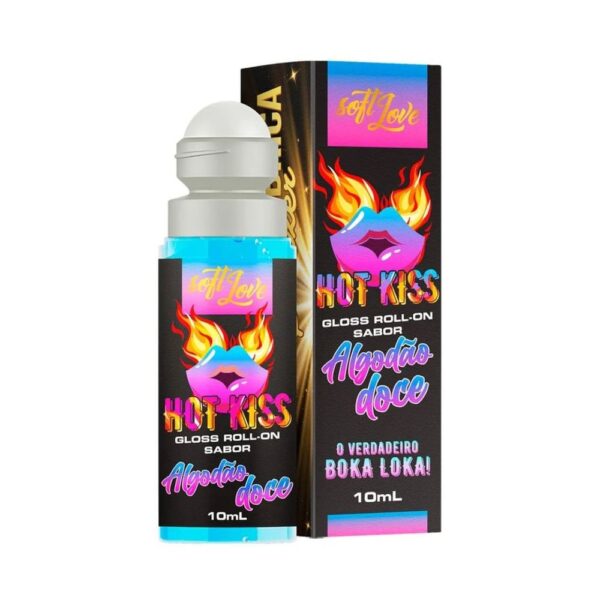 HOT KISS GLOSS ROLL-ON SABOR ALGODÃO DOCE 10 ML - SOFT LOVE
