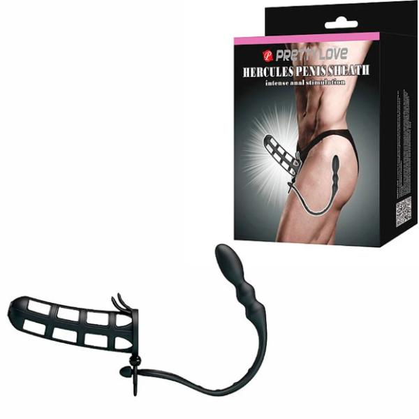 CAPA VAZADA COM PLUG HERCULES PENIS SHEATH - PRETTY LOVE
