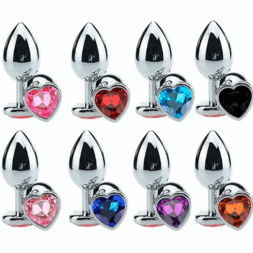 PLUG ANAL DE AÇO COM CRISTAL FORMATO CORAÇÃO (CÓD.:5850) TAMANHO G - SEXY IMPORT