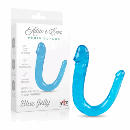 PÊNIS DUPLOS BLUE JELLY (AEE008) AZUL - ADÃO E EVA