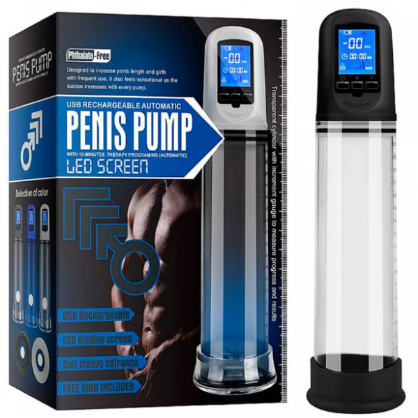 BOMBA PENIANA RECARREGÁVEL PENIS PUMP LED SCREEN (CÓD.:6460) - IMPORTADA
