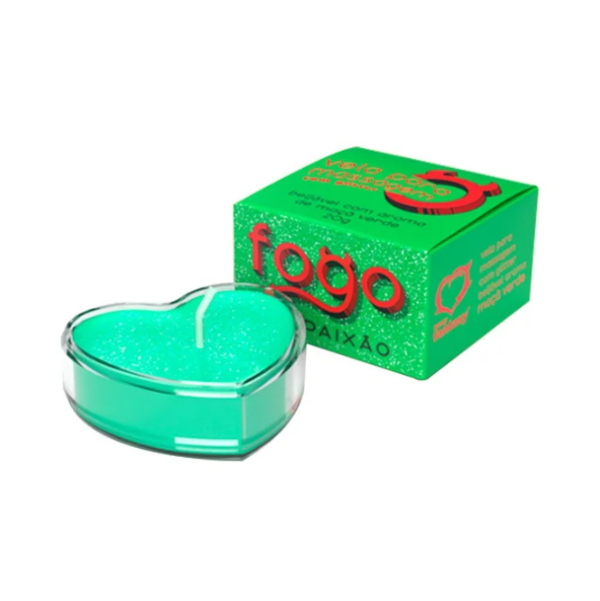 VELA FOGO DA PAIXÃO AROMA DE MAÇÃ VERDE (REF.:6005) COM GLITTER - SEXY FANTASY
