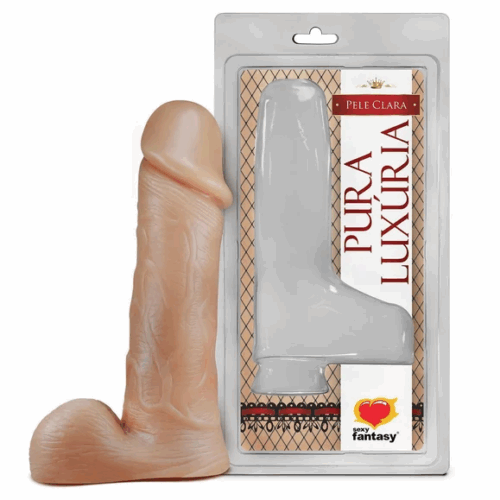 PÊNIS REALÍSTICO COM ESCROTO MACIÇO 18X4CM (PA020) BEGE - SEXY FANTASY