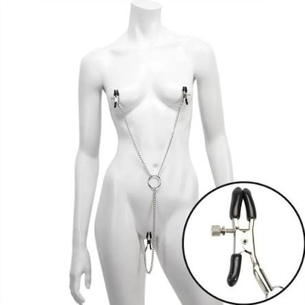 PRENDEDOR DE MAMILO E CLÍTORIS COM CORRENTE (SA005) AÇO - SEXY IMPORT